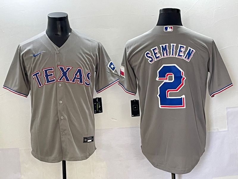 Men 2025 Texas Rangers #2 Semien Grey Game Nike MLB Jersey style 1
